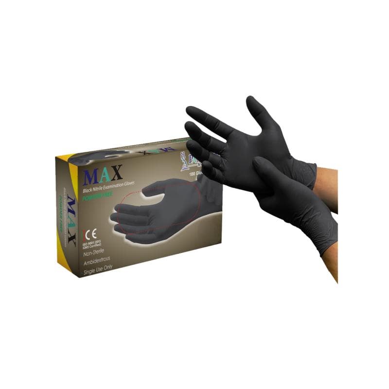 Max Nitrile Gloves Powder Free Medium Black