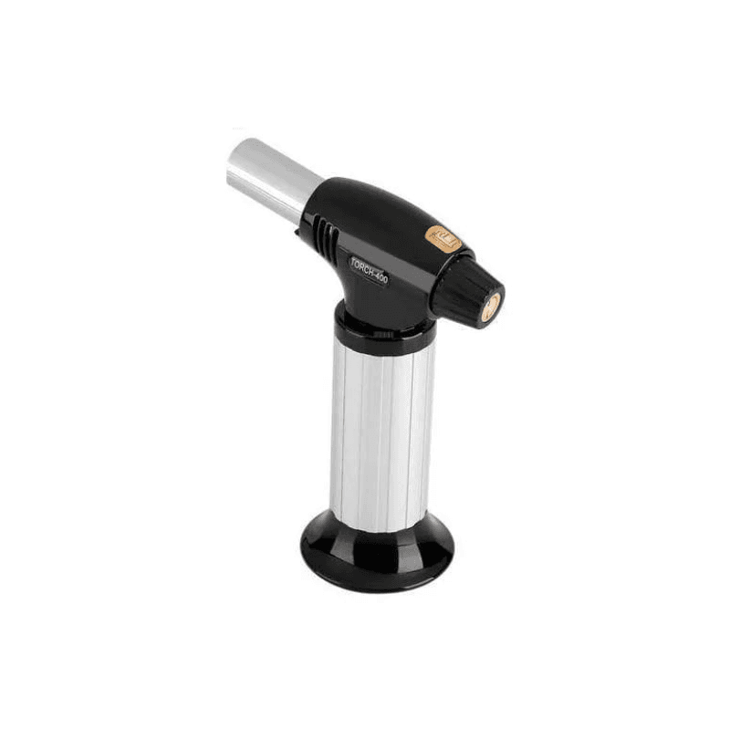 Torch Lighter with Adjustable Flame Black Silver