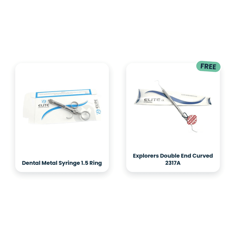 Dental Metal Syringe 1.5 Ring + Explorers Double End Curved 2317A Free