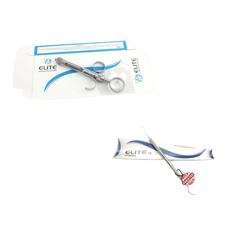 Dental Metal Syringe 1.5 Ring + Explorers Double End Curved 2317A Free