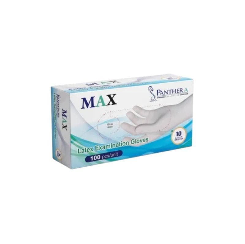 2 x Max Latex Examination Gloves Powdered White Any Size + 1 Free