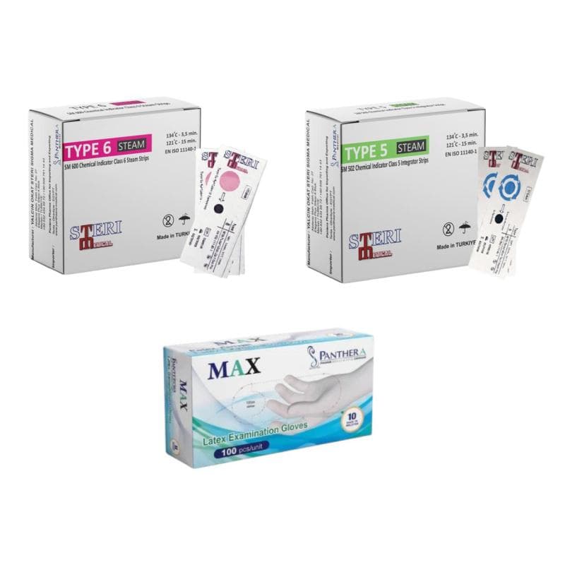 Chemical Indicator Class 6 Steam + Chemical Indicator Class 5 Steam + Max Latex Gloves Any Size Free