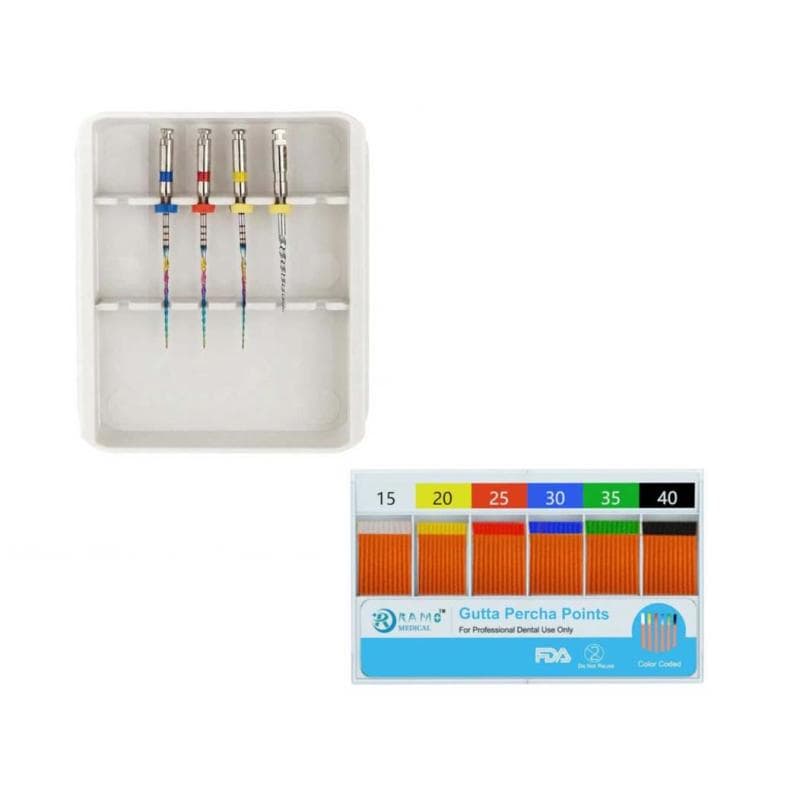 5 x Ramo Rainbow One Files #17-08 - #20-04 - #25-04 - #30-04 - 25 mm + 1 x Gutta Percha Free