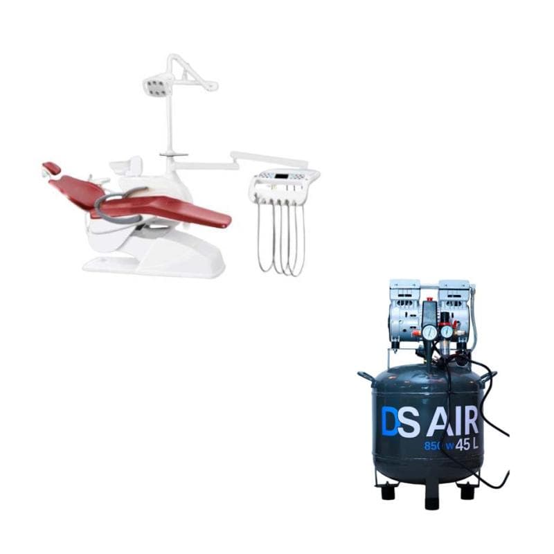 DS R9 Dental Unit + DS Air Compressor 850 W 45 Liters With Cabinet Housing Box