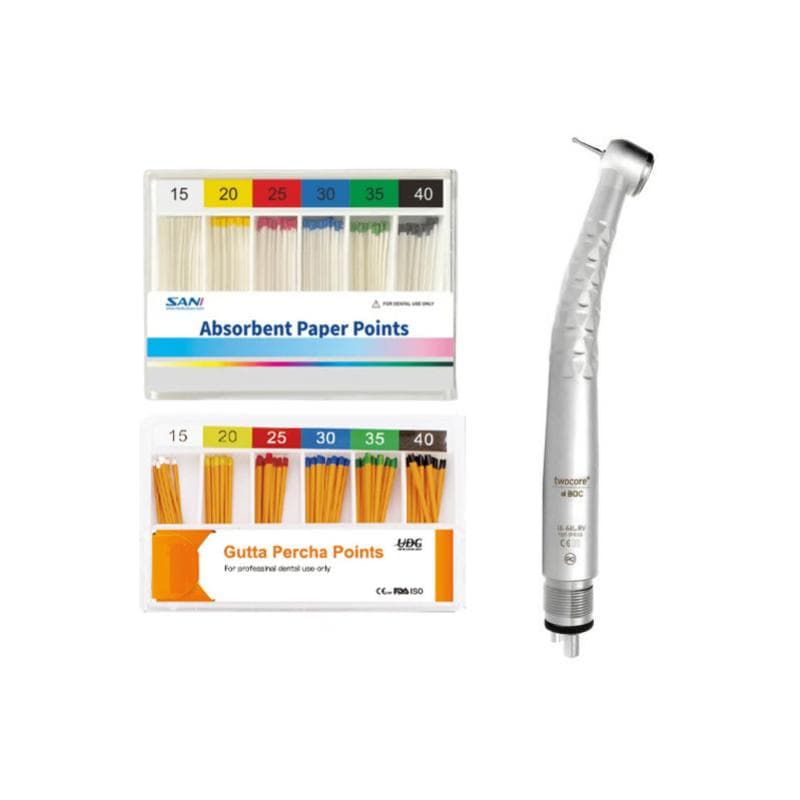Dental Air Turbine Handpiece X4-M M4 + 5 x Sani Paper Point Any Size + 5 x Gutta Percha Any Size