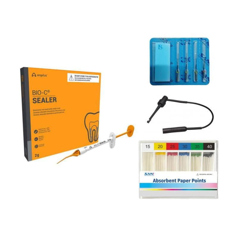 Angelus BioCeramic Sealer + 5 x Sani Paper Point Any Size + 2 x Sani Rotary Files Any Size + File Clip