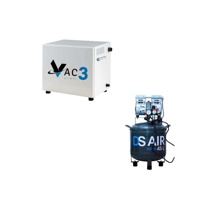 DS Vac 3 Surgical Suction + DS Air Compressor 850 W 45 Liters With Cabinet Housing Box