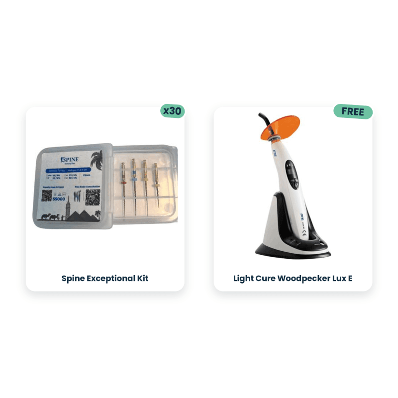 30 x Spine Exceptional Kit + Light Cure Woodpecker Lux E Free