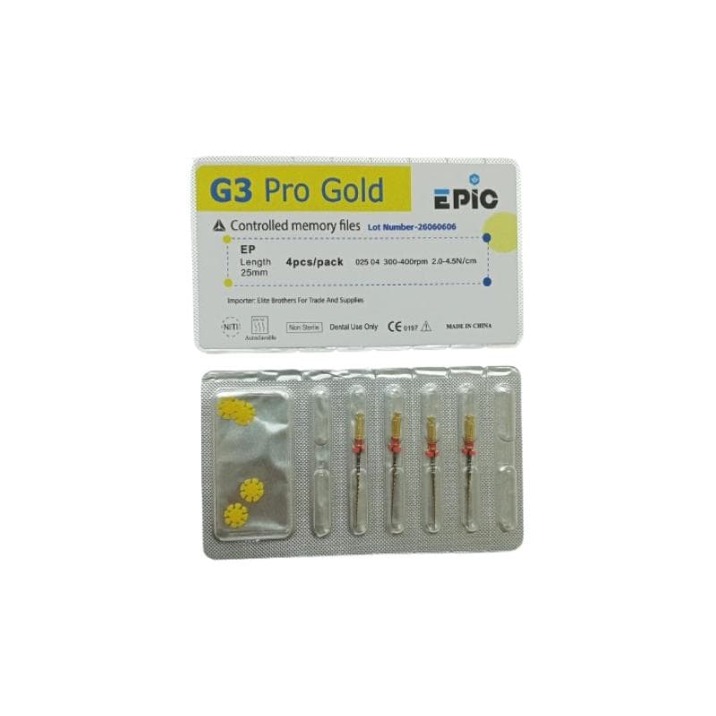 G3 Pro Gold Rotary Files #25-04 -25 mm - 4 Pcs