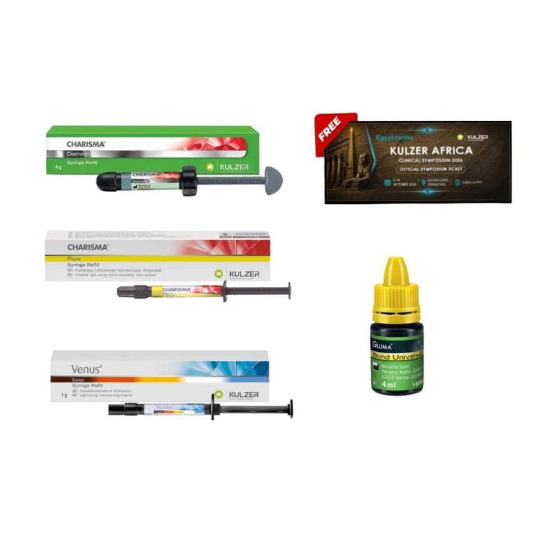 3 x Charisma Diamond Syringe 4 Gr + Gluma Bond Universal 4 ml + Charisma Flow Syringe + 2 x Venus Color 1 Gr + Symposium Ticket Free