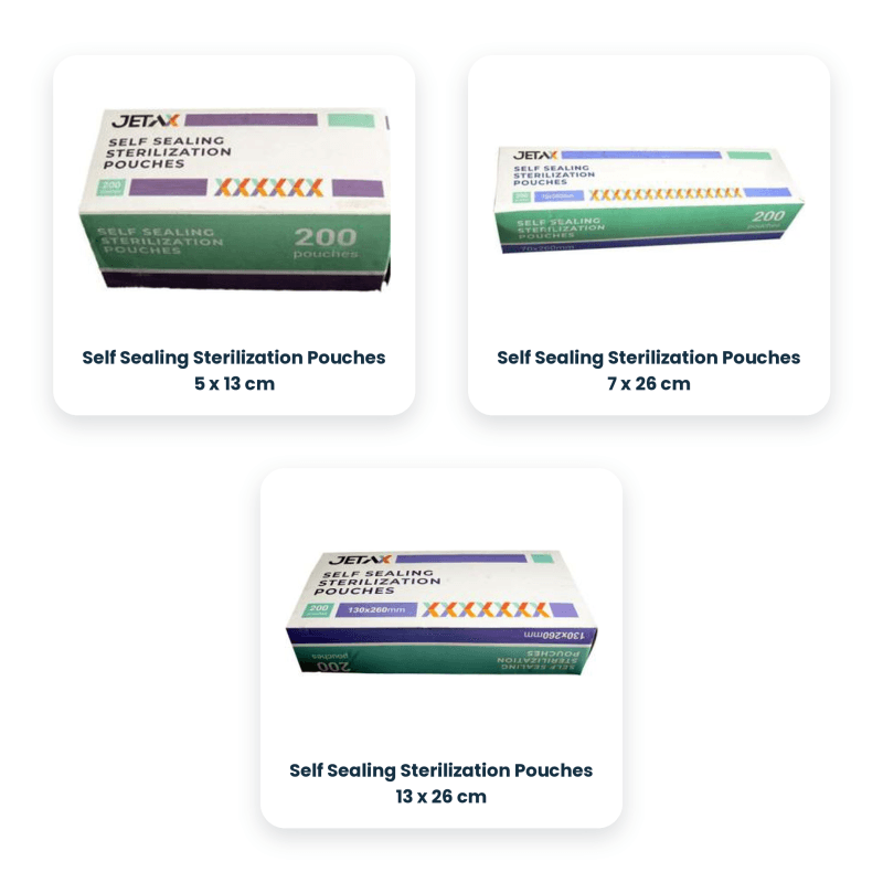 3 x Self Sealing Sterilization Pouches 5 x 13 cm + 7 x 26 cm + 13 x 26 cm