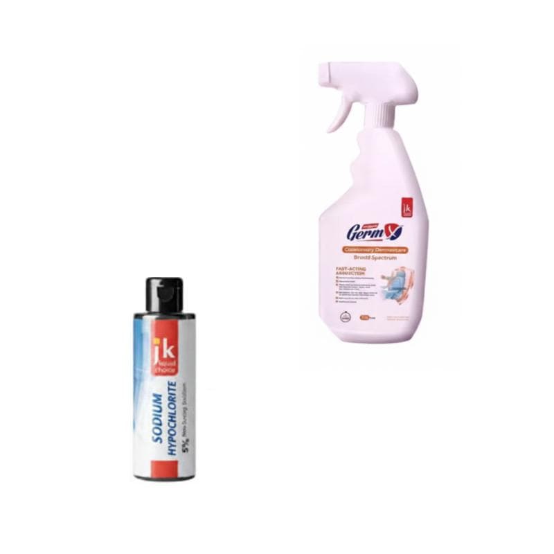5 x JK Sodium Hypochlorite 5% + 5 x Germ X Quaternary Disinfectant 700 ml
