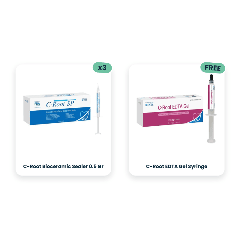 3 x C-root Bioceramic Sealer 0.5 Gr + C-Root Edta Gel Syringe Free