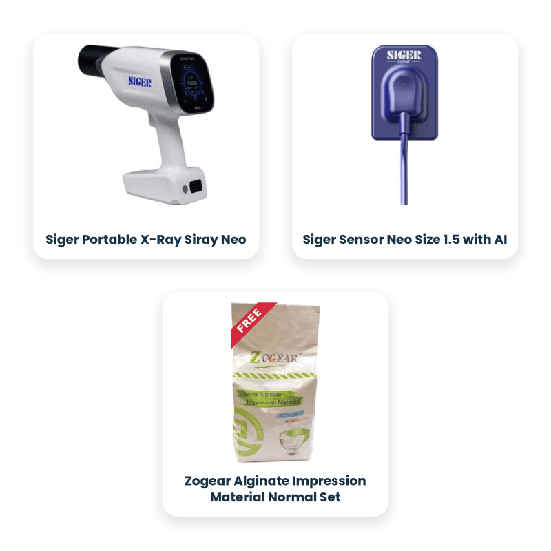 Siger Portable X-Ray Siray Neo + Siger Sensor Neo Size 1.5 with AI + Zogear Alginate Impression Material Normal Set Free
