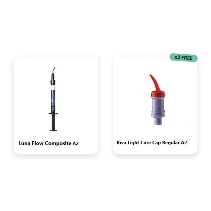 Luna Flow Composite A2 + 2 x Riva Light Cure Cap Regular A2 Free