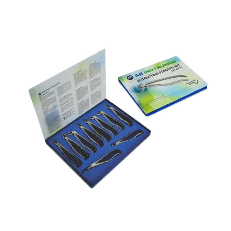 AR Instrumed - Extracting Forceps Set For Adults Anatomical Handle 10 Pcs