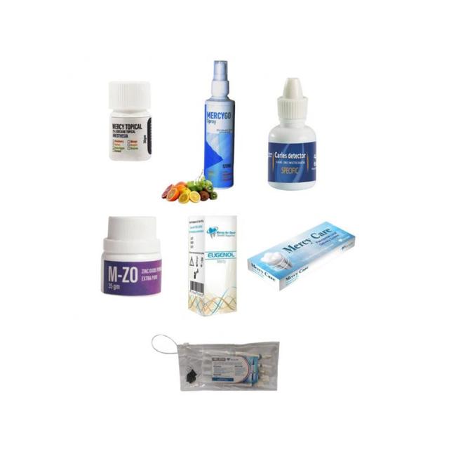 6 x Mercy Topical Gel + 2 x Mercy Topical 120 ml + Caries Detector + 2 x M - ZO Zinc Oxide + 2 x Mercy Eugenol + Mercy Cure + Md - Etch Kit