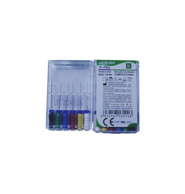 Luster Dent Stainless Steel K-Files #15-40 - 21 mm