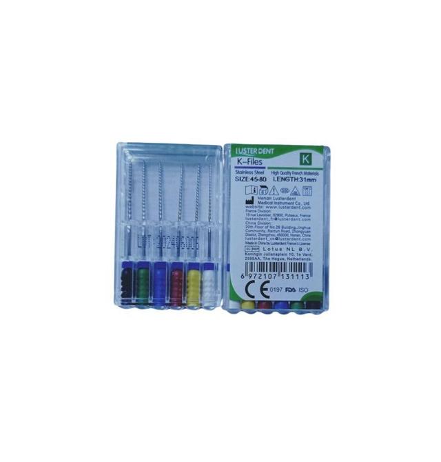 Luster Dent Stainless Steel K-Files #45-80 - 31 mm