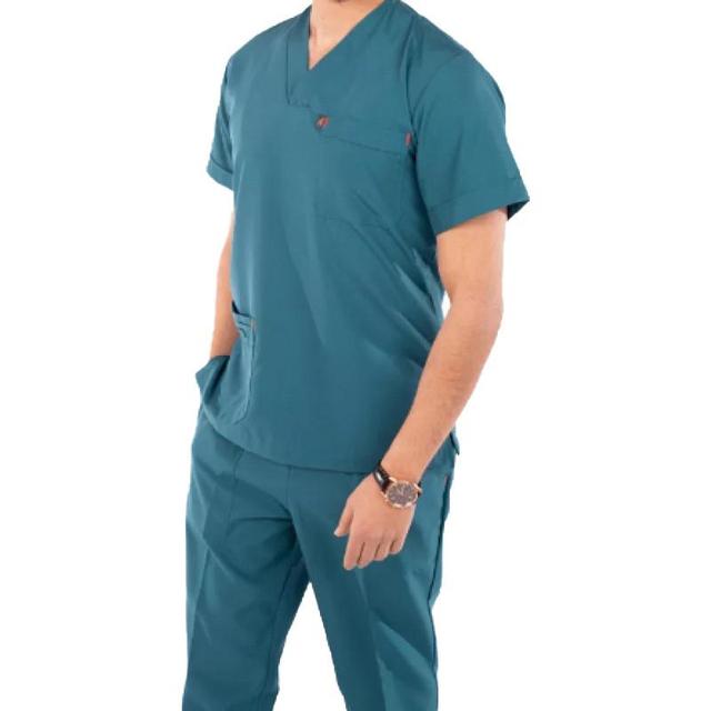 Classic Scrub Male V Shape Short Sleeve Polyester X-Large Dark Teal