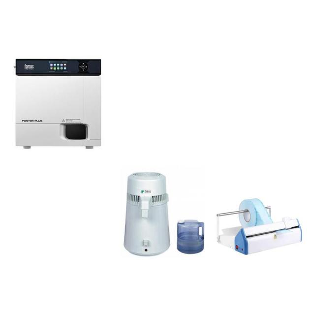 Fomos Autoclave Foster 18L + Fomos Aqua Water Distiller + Fomos Sealing Machine Foseal - 02A