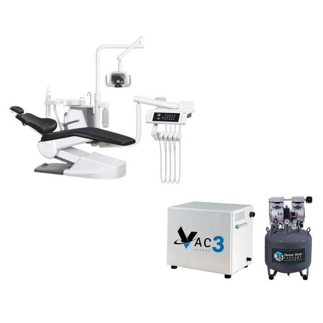 DS R4 Dental Chair + DS Air 850W Compressor 1.14 Hp 45 L Silent + DS Vac 3 Surgical Suction Free